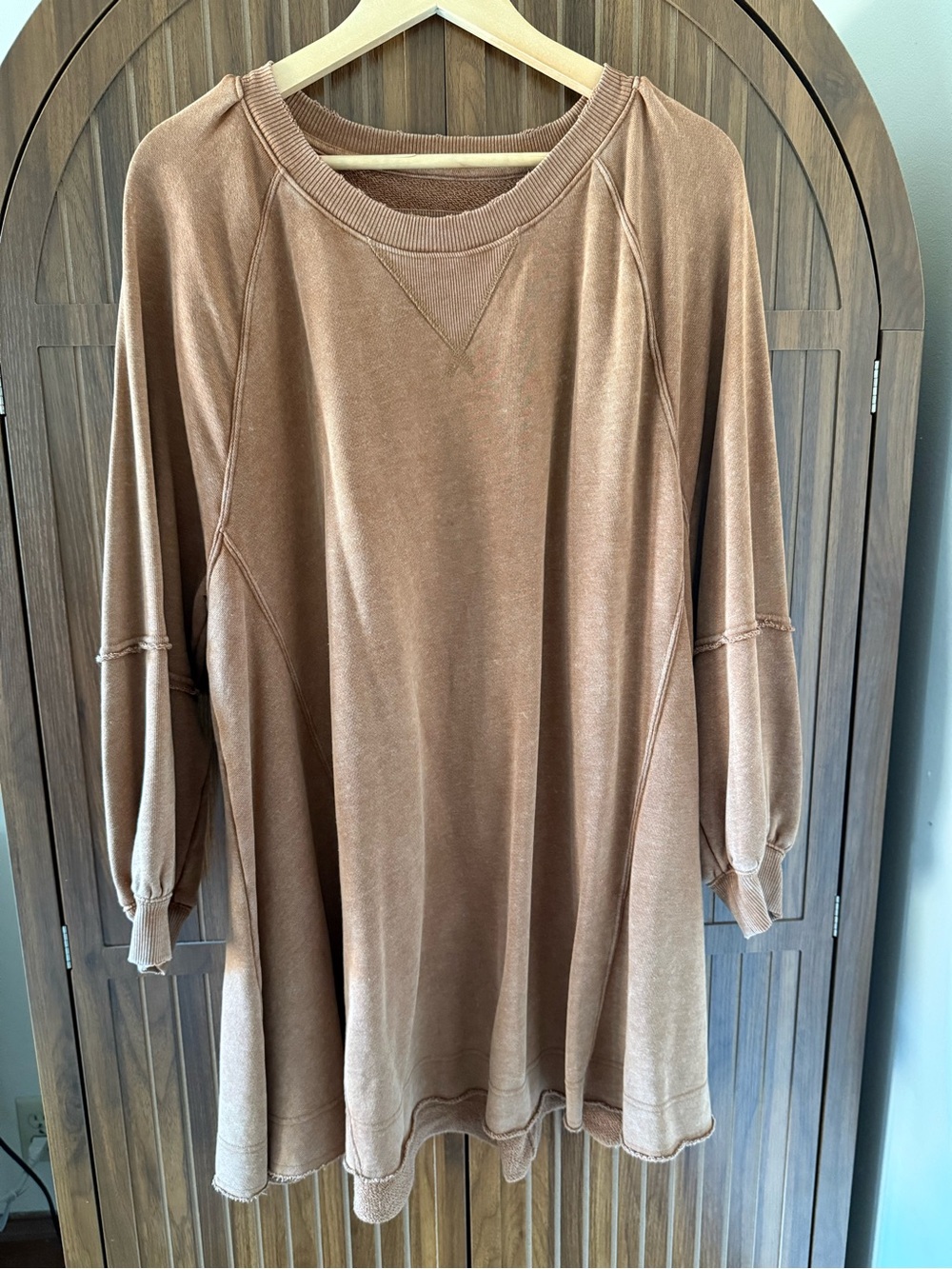 American Eagle Outfitters Distressed Sweatshirt Dress - Burnt Orange
